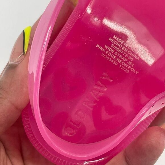 Old Navy Girls Pink Jelly Sandals Size 12 – Wide Strap Buckle Style - Picture 9 of 12